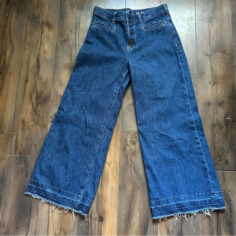 GAP | Kids High Rise Stride Wide-Leg Ankle Jeans | Size 14 - Picture 3 of 13
